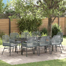 Tuin eettafelset met kussen 9 pcs Grijs poly rattan