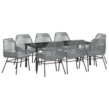 Tuin eettafelset met kussen 9 pcs Grijs poly rattan