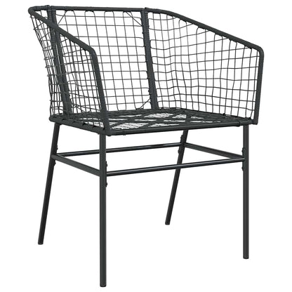Tuin eettafelset 5 pcs Zwart poly rattan