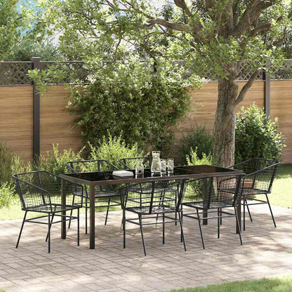 Tuin Eetset 7 Pcs Zwart Poly Rattan