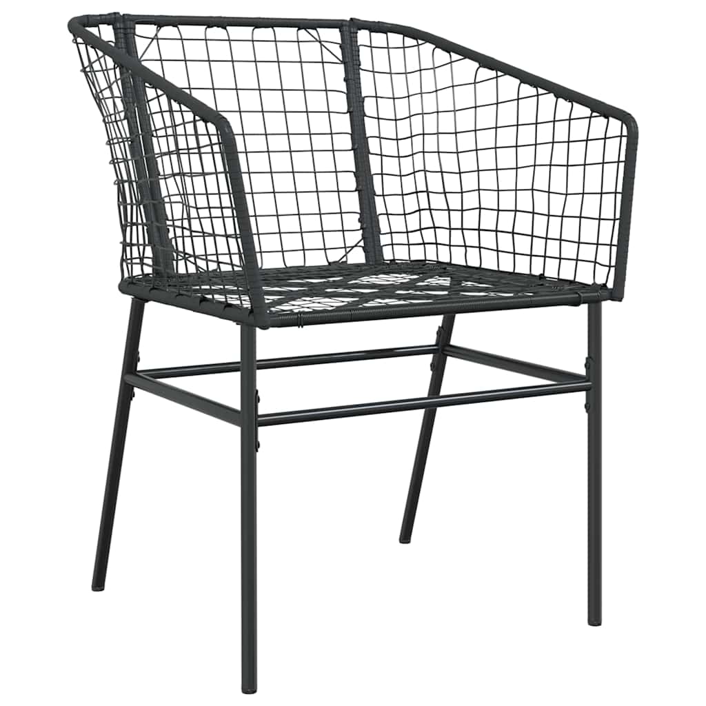 Tuin Eetset 7 Pcs Zwart Poly Rattan