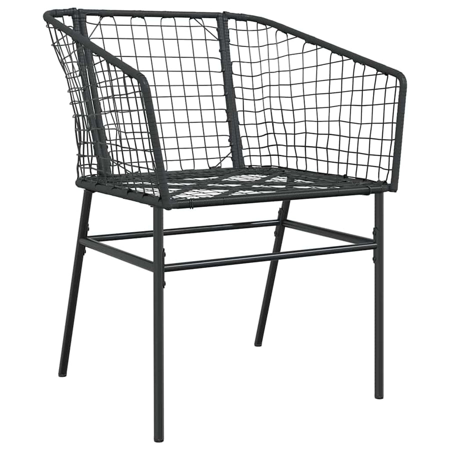 Tuin Eetset 7 Pcs Zwart Poly Rattan