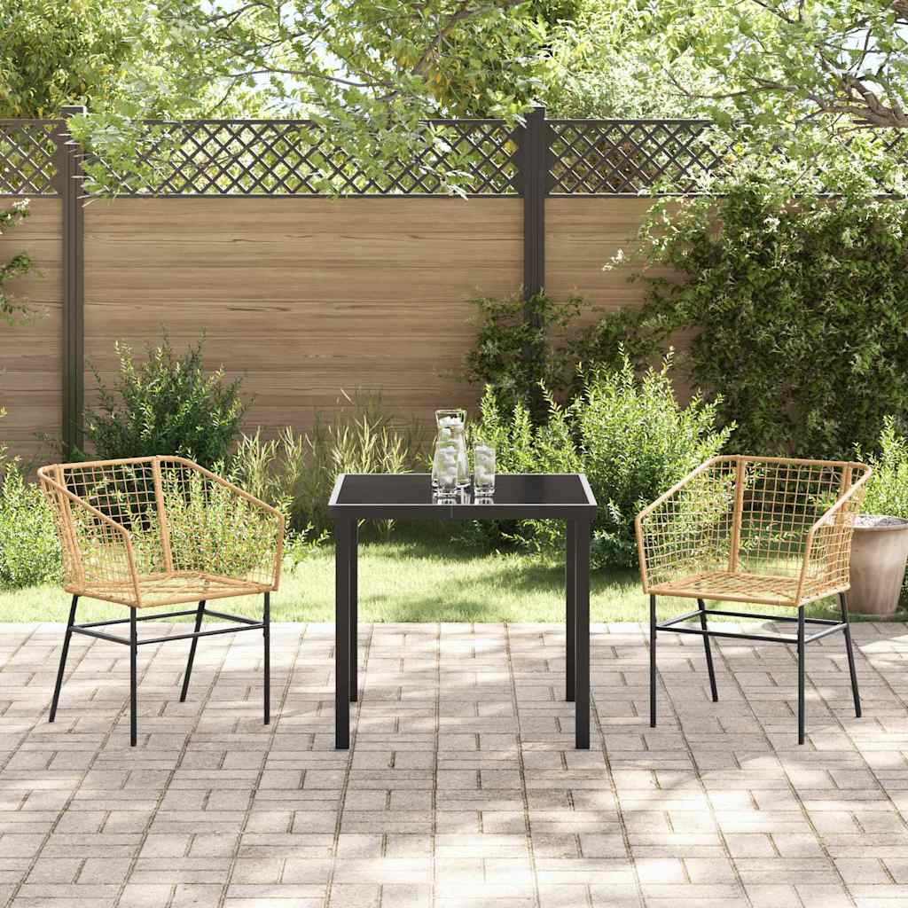 Tuin eettafelset 3 pcs Bruin poly rattan