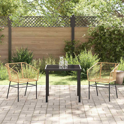 Tuin eettafelset 3 pcs Bruin poly rattan
