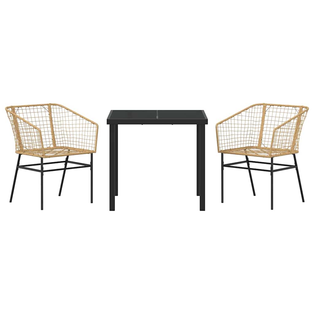 Tuin eettafelset 3 pcs Bruin poly rattan