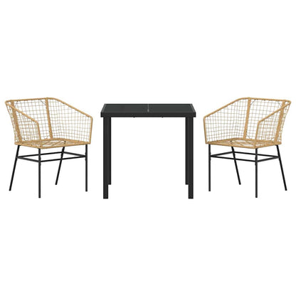 Tuin eettafelset 3 pcs Bruin poly rattan