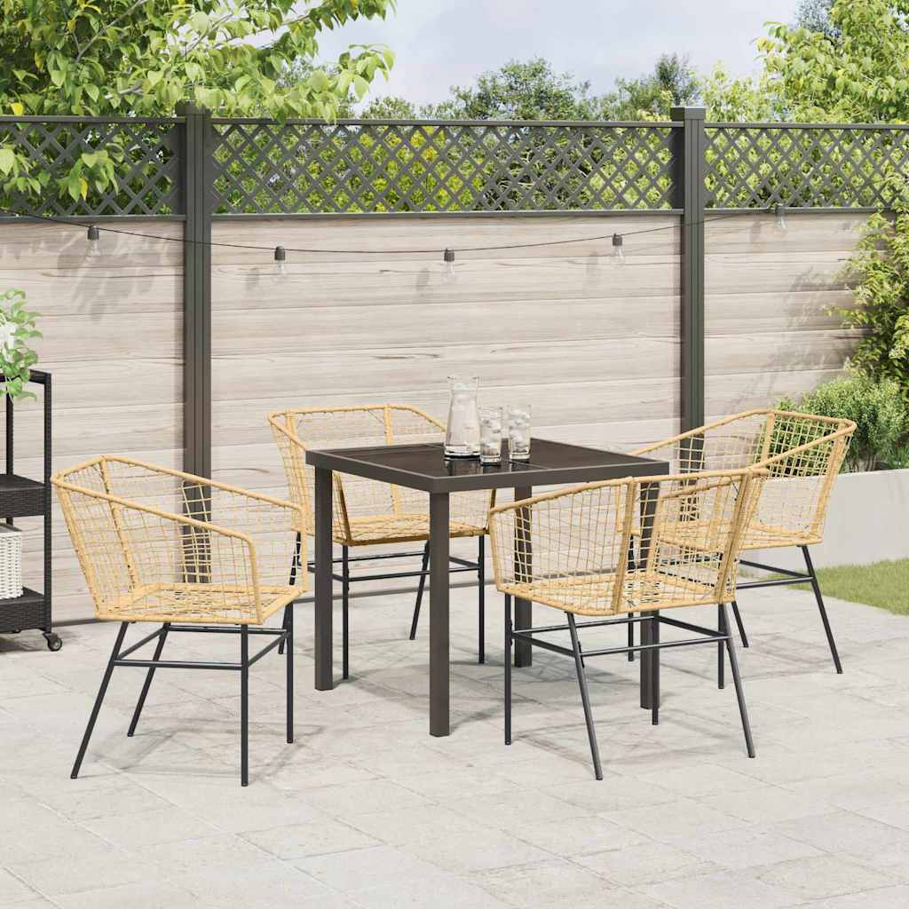 Tuin eettafelset 5 pcs Bruin poly rattan
