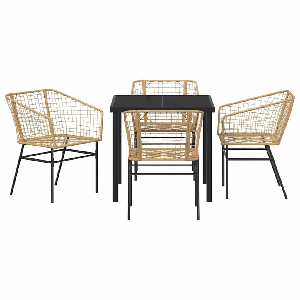Tuin eettafelset 5 pcs Bruin poly rattan
