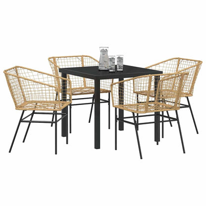 Tuin eettafelset 5 pcs Bruin poly rattan