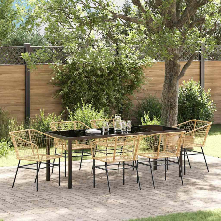 Tuin Eetset 7 Pcs Bruin Poly Rattan