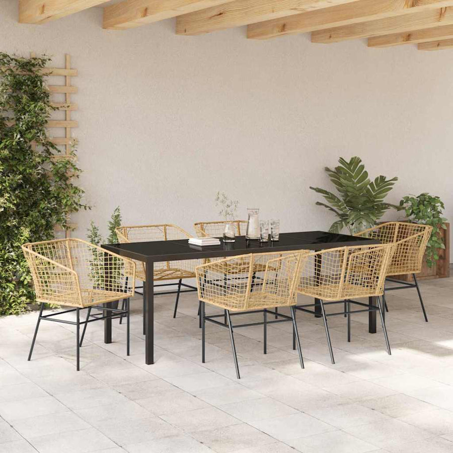 Tuin Eetset 7 Pcs Bruin Poly Rattan