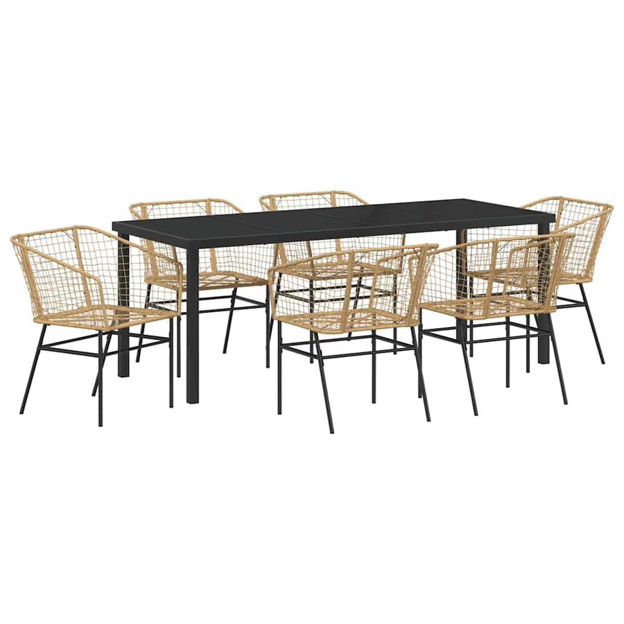 Tuin Eetset 7 Pcs Bruin Poly Rattan