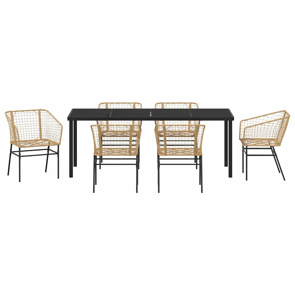 Tuin Eetset 7 Pcs Bruin Poly Rattan
