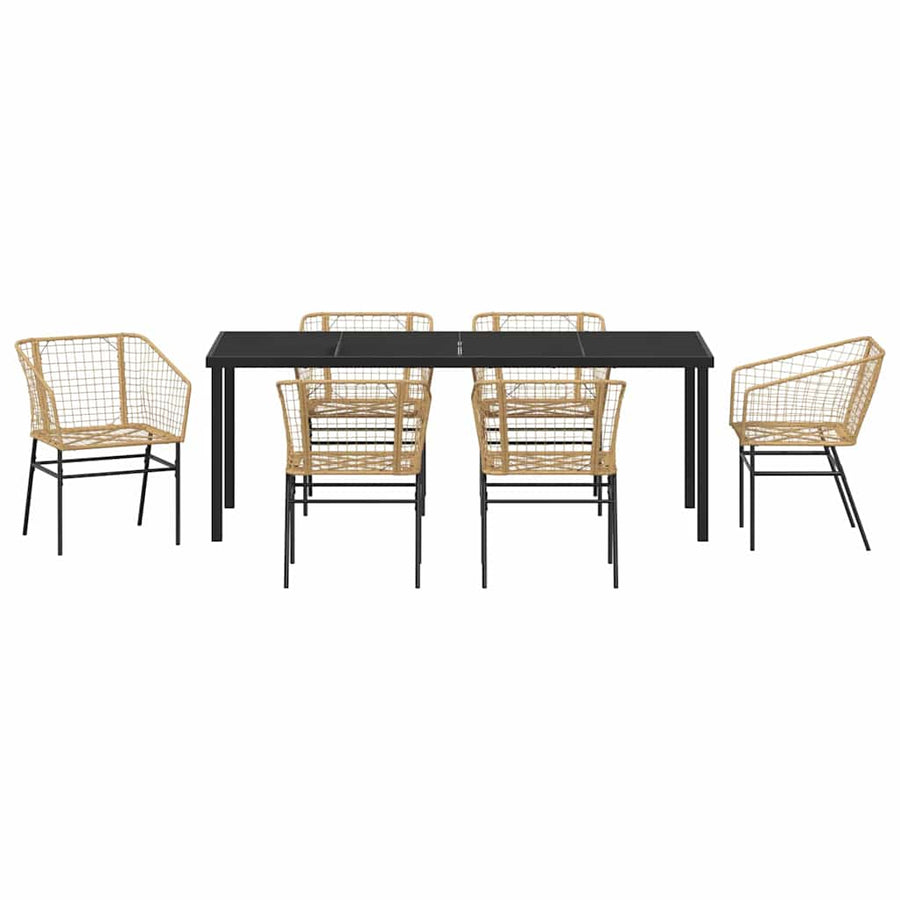 Tuin Eetset 7 Pcs Bruin Poly Rattan