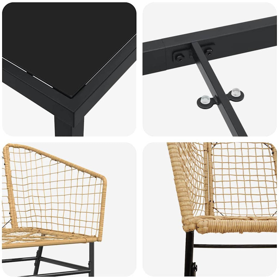 Tuin Eetset 9 Pcs Bruin Poly Rattan