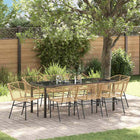 Tuin eettafelset 9-delig poly rattan bruin