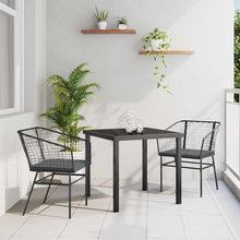 Tuin eettafelset 3 pcs Zwart poly rattan