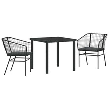 Tuin eettafelset 3 pcs Zwart poly rattan
