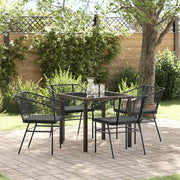 Tuin eettafelset poly rattan zwart 4 personen
