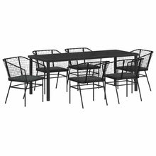 Tuin Eetset 7 Pcs Zwart Poly Rattan