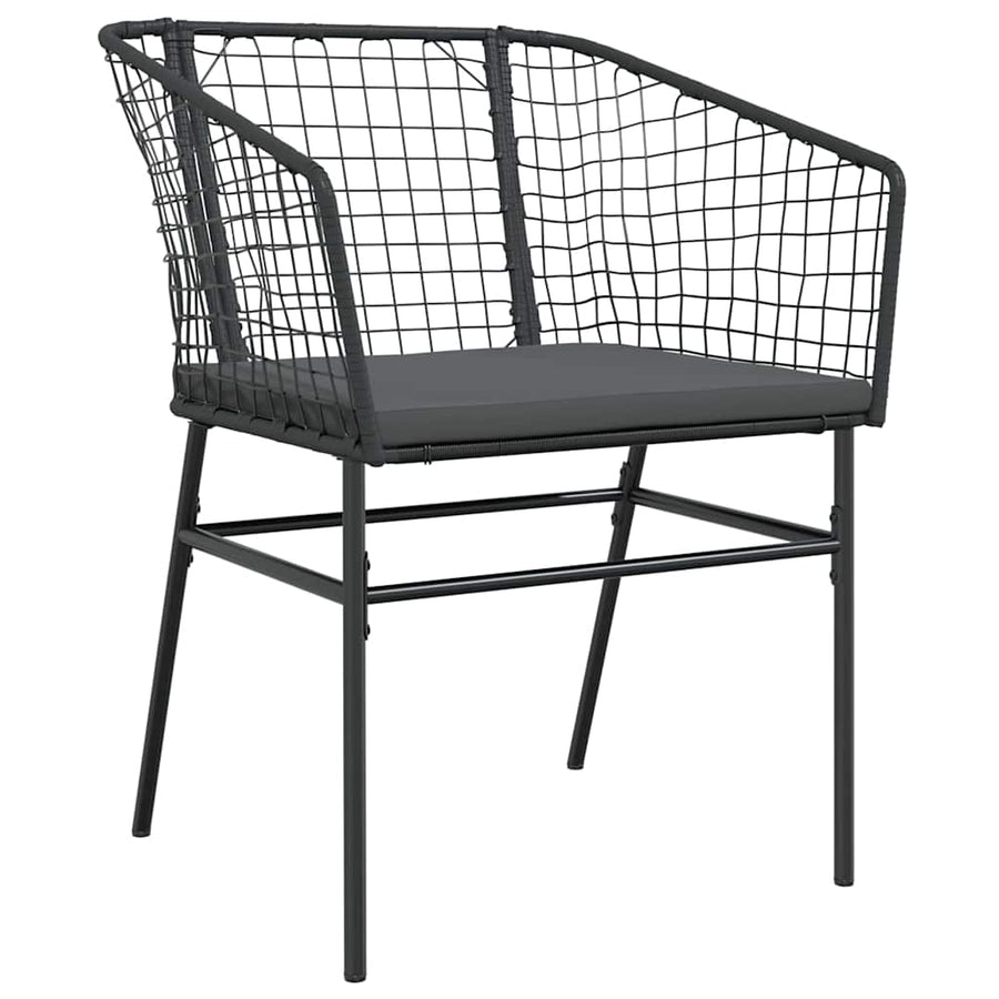 Tuin Eetset 7 Pcs Zwart Poly Rattan
