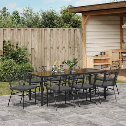 Tuin Eetset 9 Pcs Zwart Poly Rattan