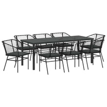 Tuin Eetset 9 Pcs Zwart Poly Rattan