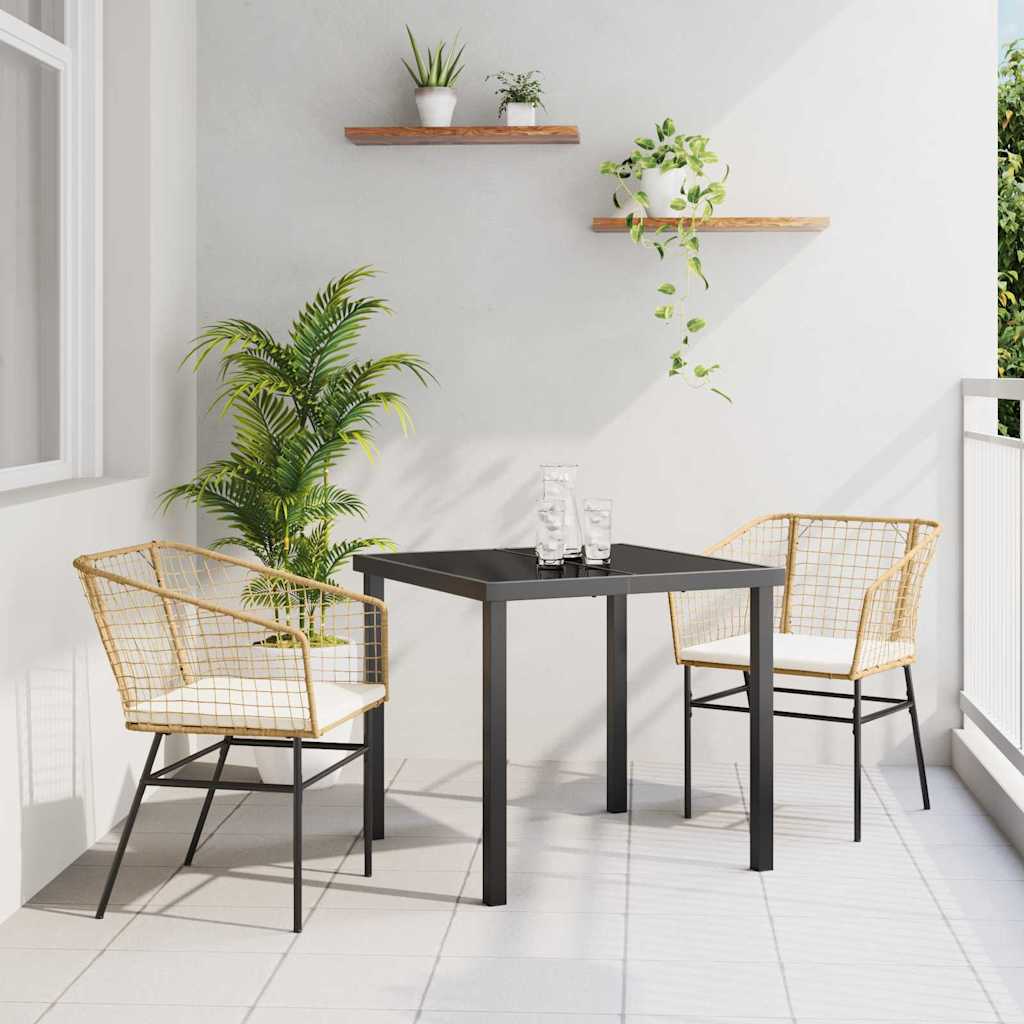 Tuin eettafelset 3 pcs Bruin poly rattan