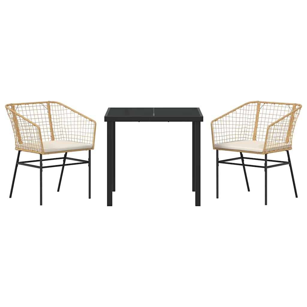 Tuin eettafelset 3 pcs Bruin poly rattan