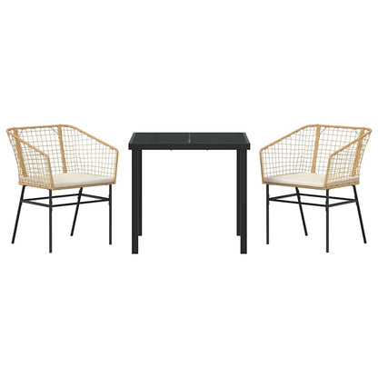 Tuin eettafelset 3 pcs Bruin poly rattan