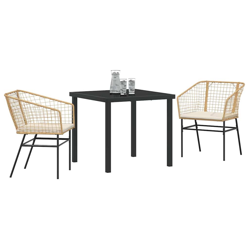 Tuin eettafelset 3 pcs Bruin poly rattan