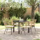 Tuin eettafelset poly rattan bruin 4 personen