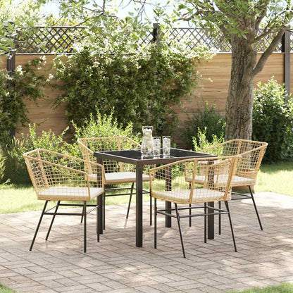 Tuin eettafelset 5 pcs Bruin poly rattan