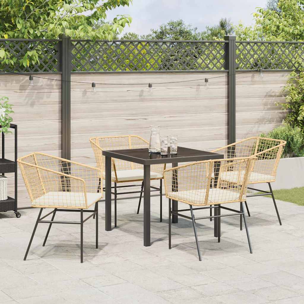Tuin eettafelset 5 pcs Bruin poly rattan