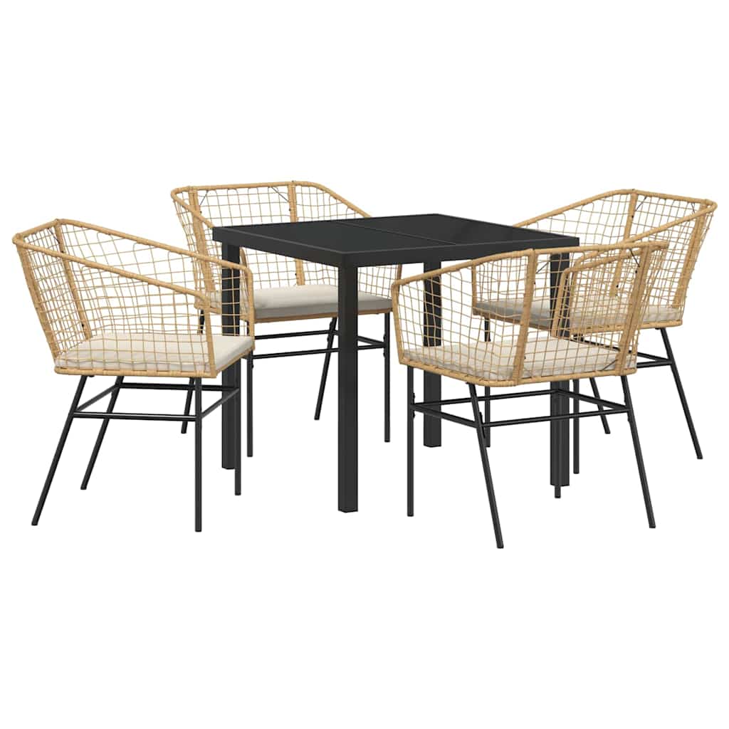 Tuin eettafelset 5 pcs Bruin poly rattan