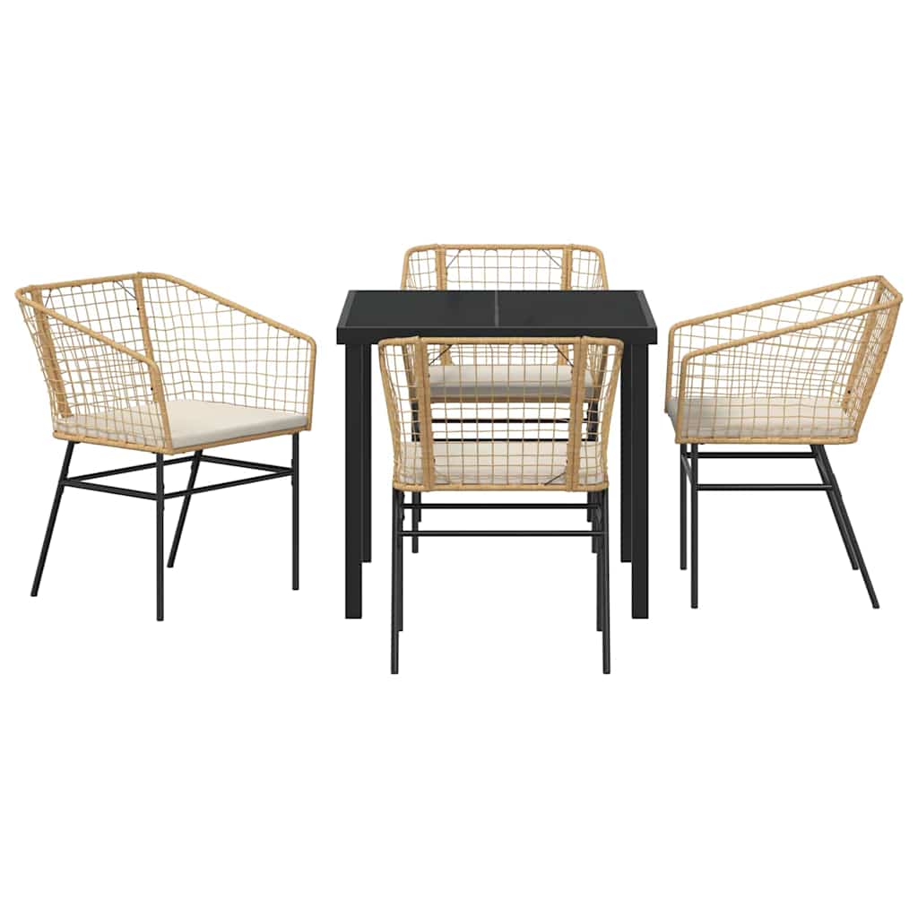 Tuin eettafelset 5 pcs Bruin poly rattan
