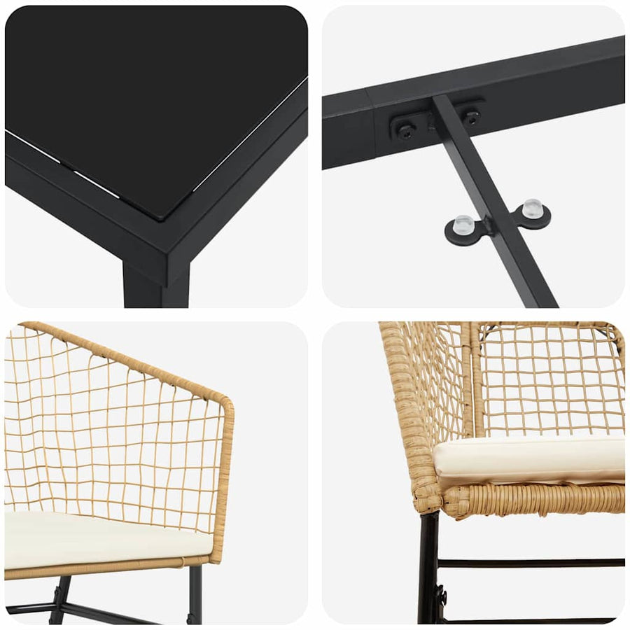 Tuin Eetset 7 Pcs Bruin Poly Rattan
