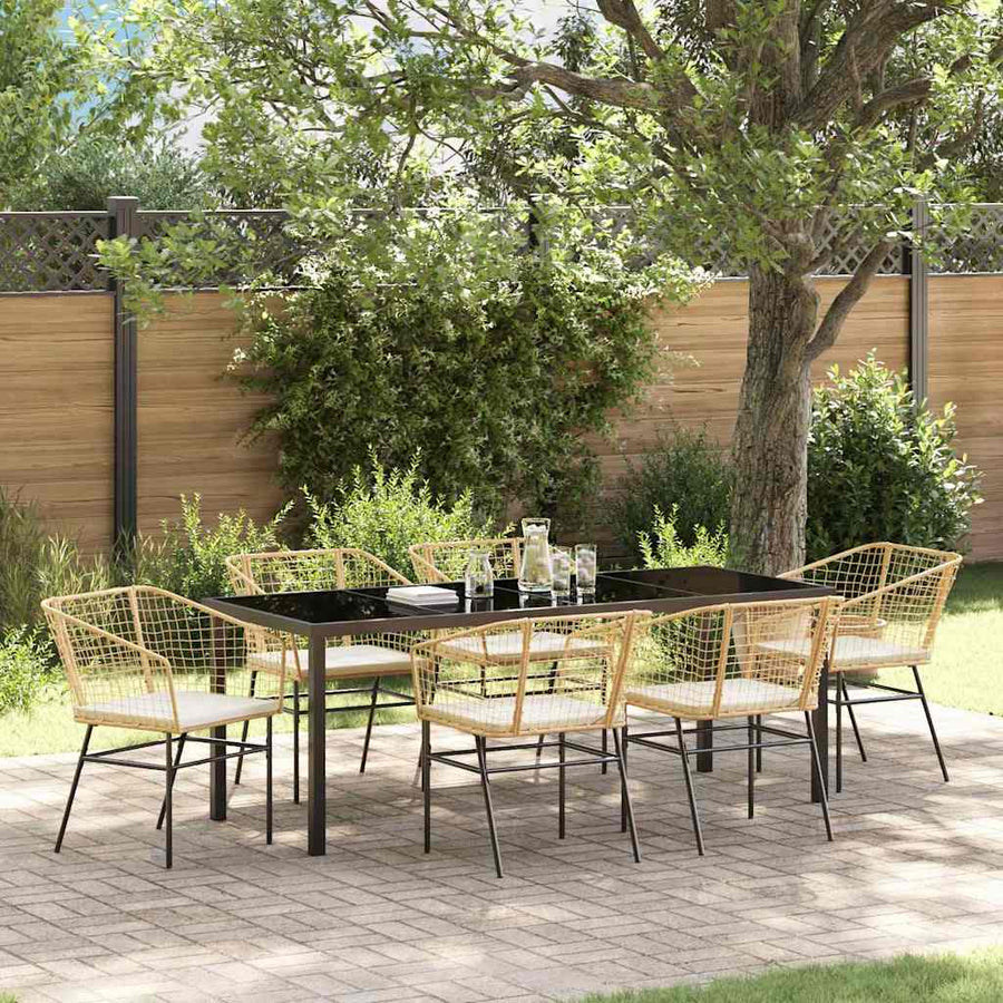 Tuin Eetset 7 Pcs Bruin Poly Rattan
