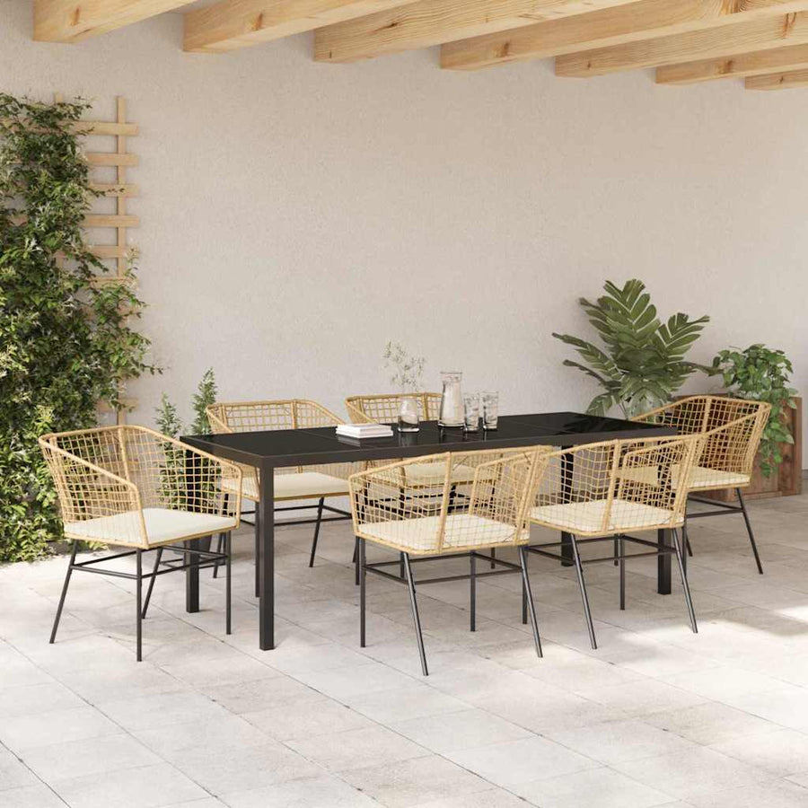 Tuin Eetset 7 Pcs Bruin Poly Rattan