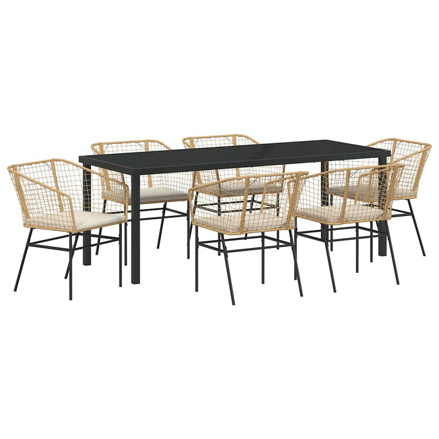 Tuin Eetset 7 Pcs Bruin Poly Rattan