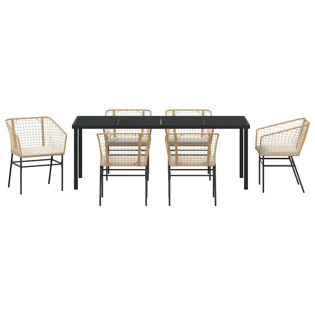 Tuin Eetset 7 Pcs Bruin Poly Rattan