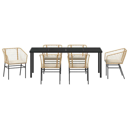 Tuin Eetset 7 Pcs Bruin Poly Rattan