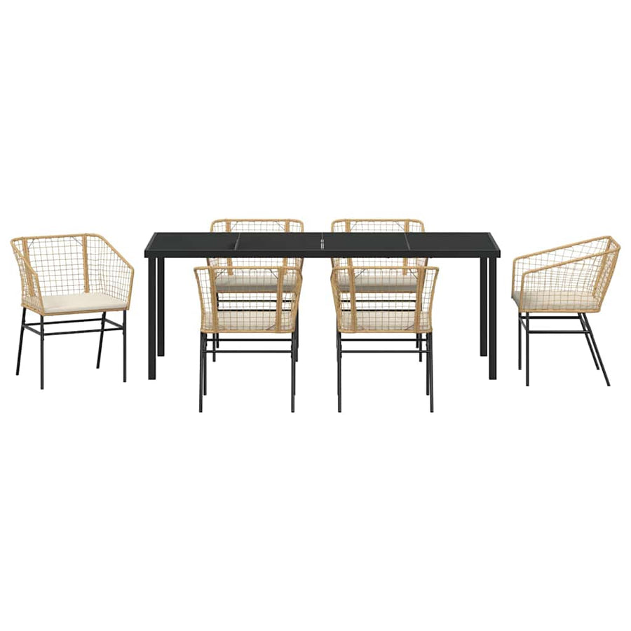 Tuin Eetset 7 Pcs Bruin Poly Rattan