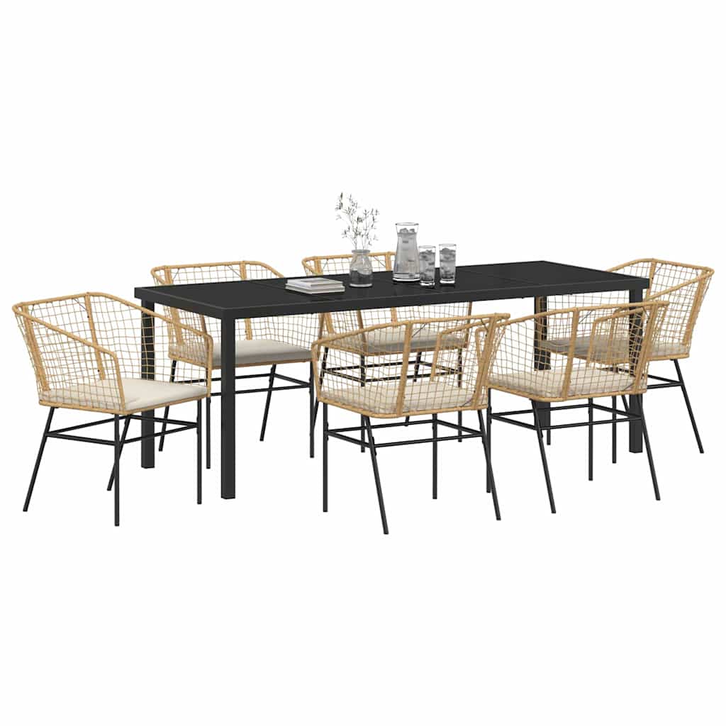 Tuin Eetset 7 Pcs Bruin Poly Rattan