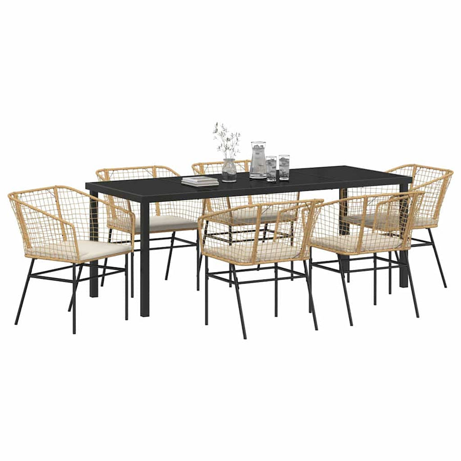 Tuin Eetset 7 Pcs Bruin Poly Rattan