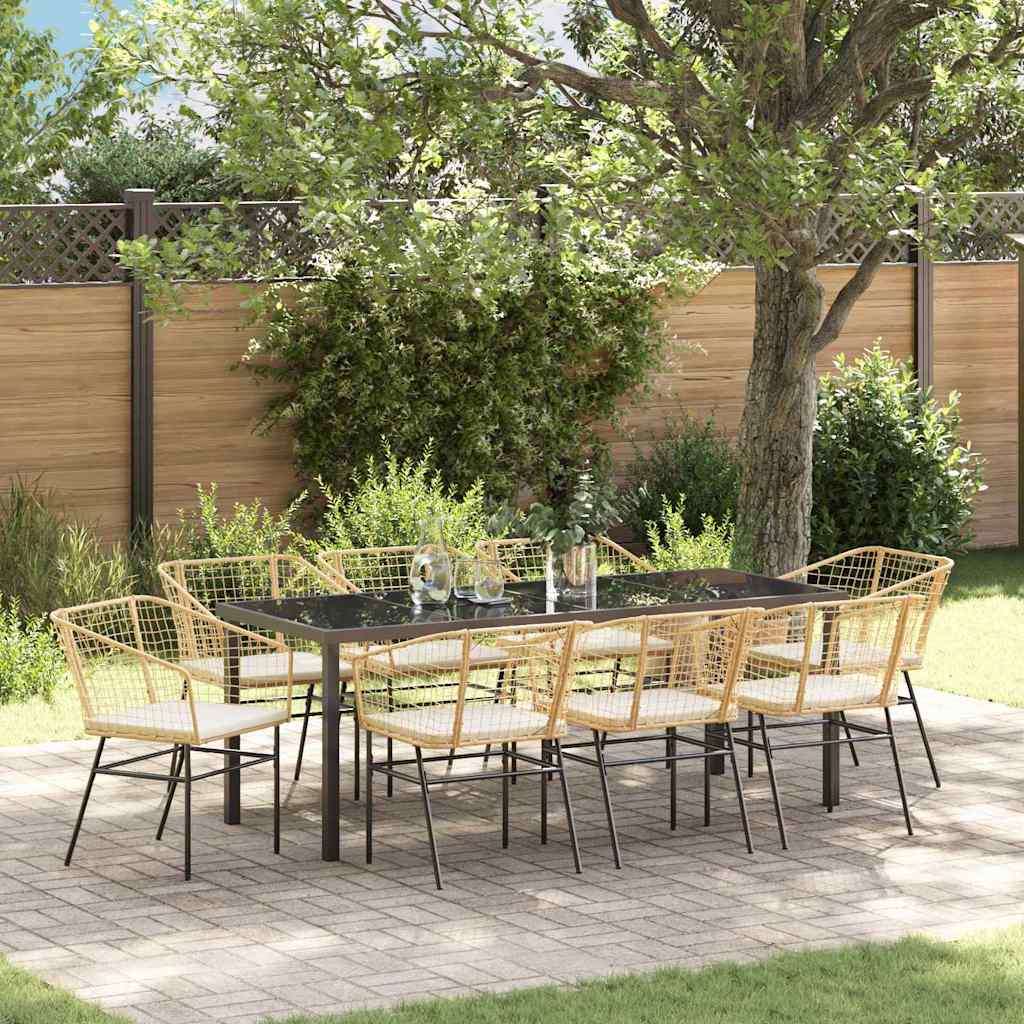 Tuin Eetset 9 Pcs Bruin Poly Rattan