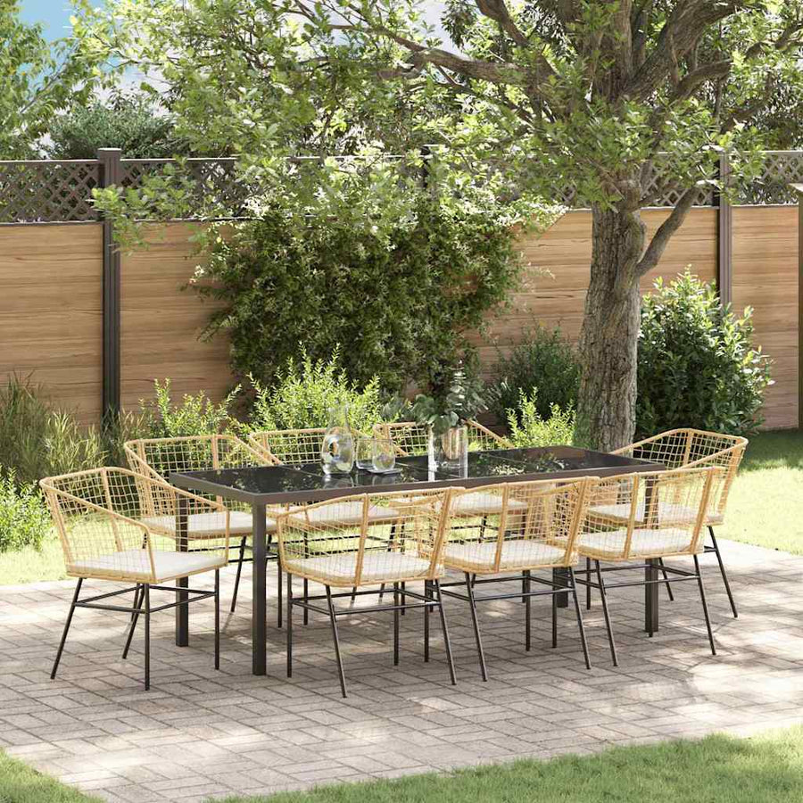 Tuin Eetset 9 Pcs Bruin Poly Rattan