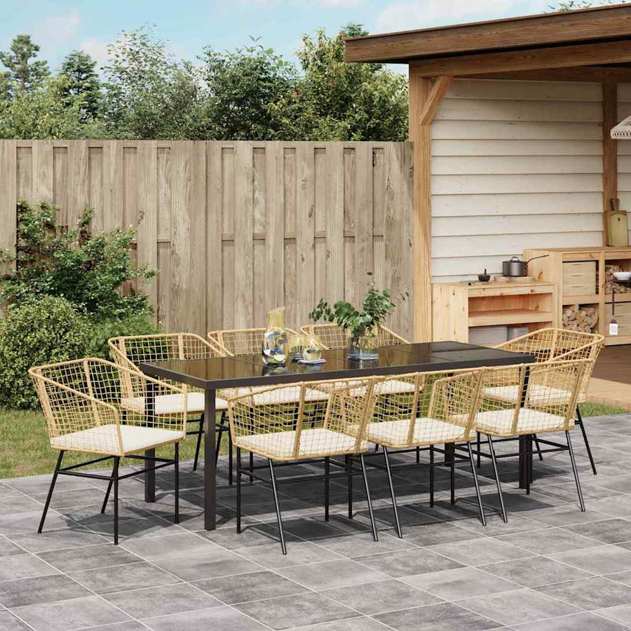 Tuin Eetset 9 Pcs Bruin Poly Rattan