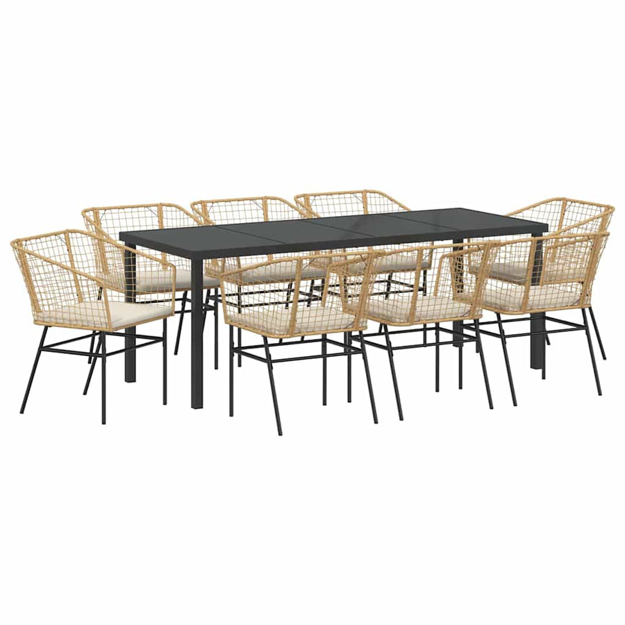 Tuin Eetset 9 Pcs Bruin Poly Rattan