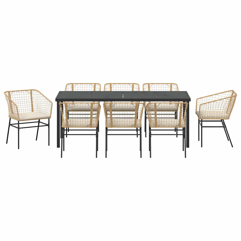 Tuin Eetset 9 Pcs Bruin Poly Rattan